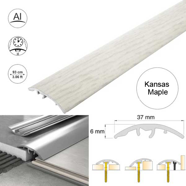 Self-Adhesive 37mm Wood Effect Aluminium Door Threshold Strip 