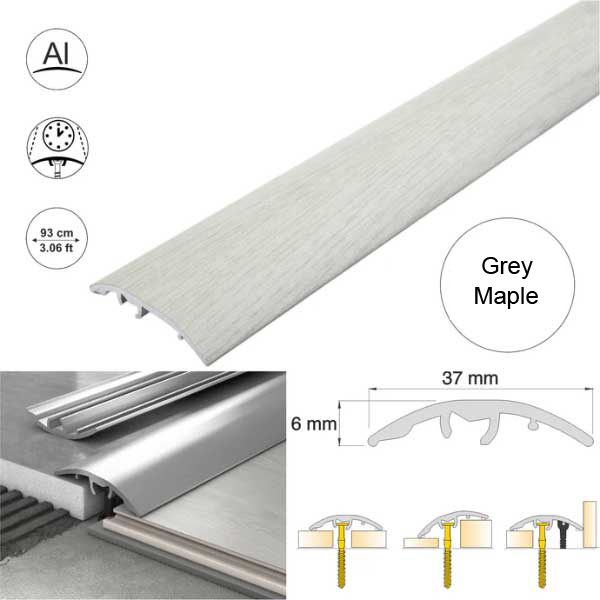Self-Adhesive 37mm Wood Effect Aluminium Door Threshold Strip 