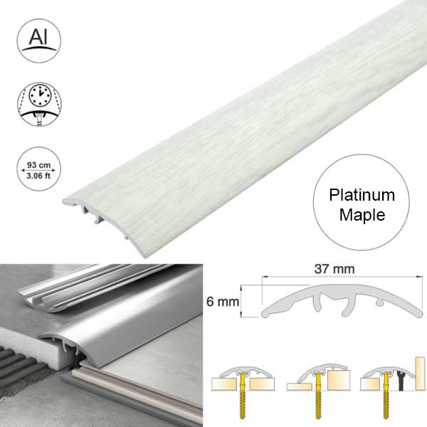 Self-Adhesive 37mm Wood Effect Aluminium Door Threshold Strip 