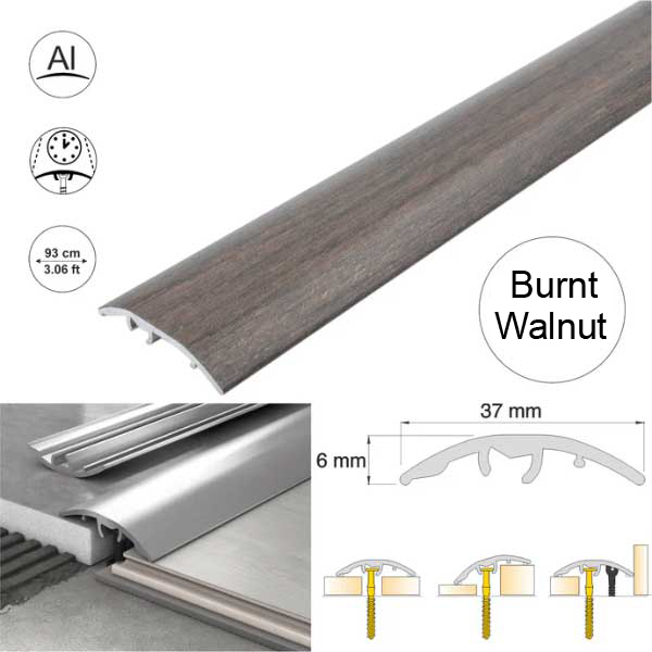 Self-Adhesive 37mm Wood Effect Aluminium Door Threshold Strip 