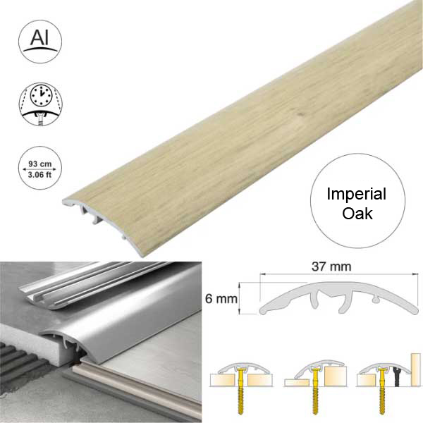 Self-Adhesive 37mm Wood Effect Aluminium Door Threshold Strip 