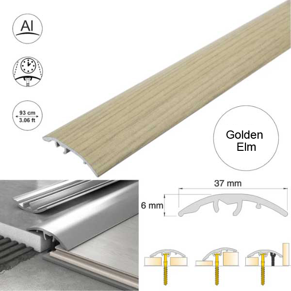 Self-Adhesive 37mm Wood Effect Aluminium Door Threshold Strip 