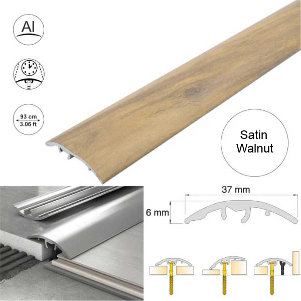 Self-Adhesive 37mm Wood Effect Aluminium Door Threshold Strip 