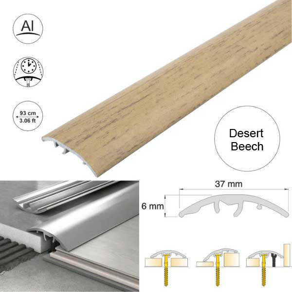 Self-Adhesive 37mm Wood Effect Aluminium Door Threshold Strip 
