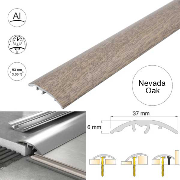 Self-Adhesive 37mm Wood Effect Aluminium Door Threshold Strip 