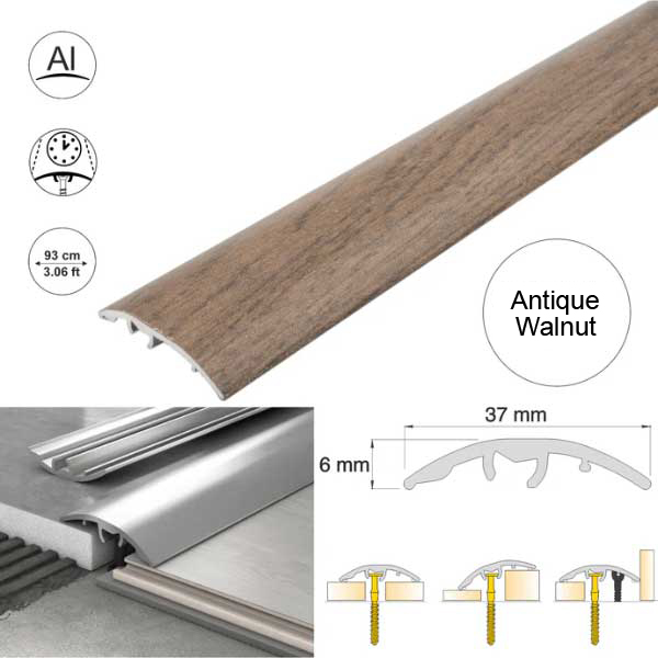 Self-Adhesive 37mm Wood Effect Aluminium Door Threshold Strip 