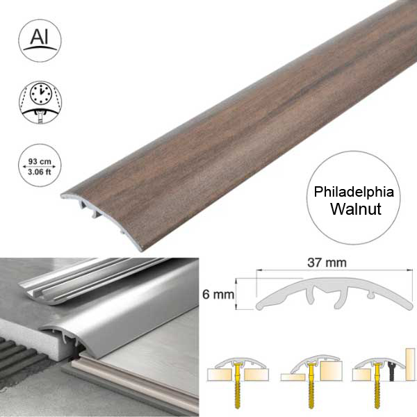 Self-Adhesive 37mm Wood Effect Aluminium Door Threshold Strip 