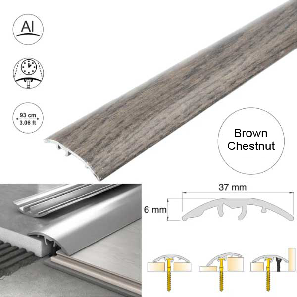 Self-Adhesive 37mm Wood Effect Aluminium Door Threshold Strip 
