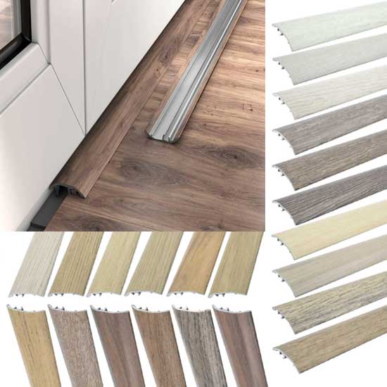 Self-Adhesive 37mm Wood Effect Aluminium Door Threshold Strip 