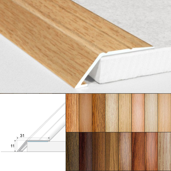 Self Adhesive Aluminium Wood Effect door Threshold Ramp