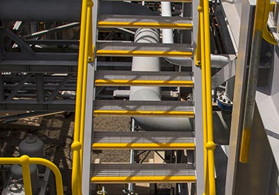Commercial stair nosing installed in a public building promoting safety and hygiene