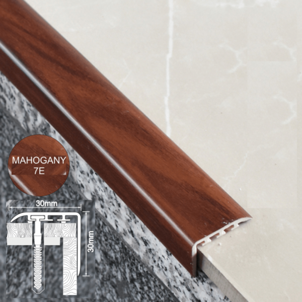 UPVC 30mm x 30mm Stair Nosing Trim for Stair Treads Wooden Finish