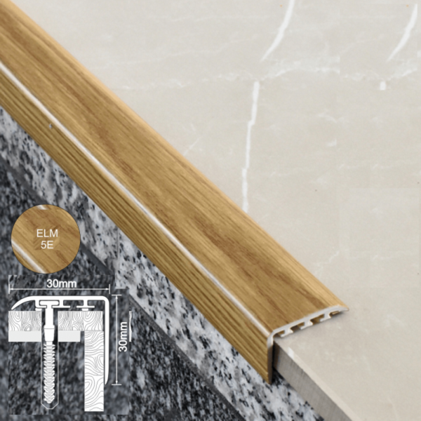 UPVC 30mm x 30mm Stair Nosing Trim for Stair Treads Wooden Finish