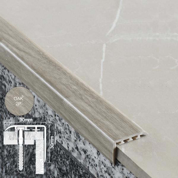 UPVC 30mm x 30mm Stair Nosing Trim for Stair Treads Wooden Finish