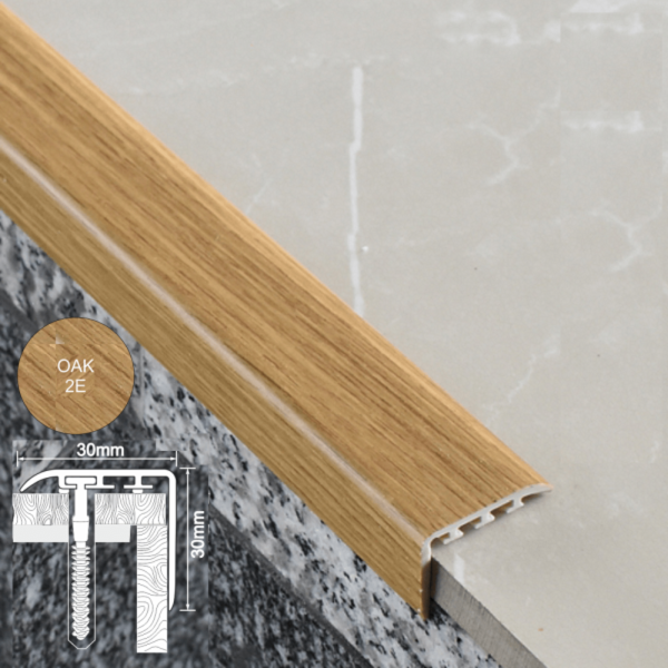 UPVC 30mm x 30mm Stair Nosing Trim for Stair Treads Wooden Finish