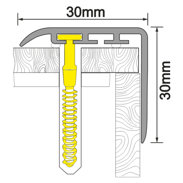 UPVC 30mm x 30mm Stair Nosing Trim for Stair Treads Wooden Finish
