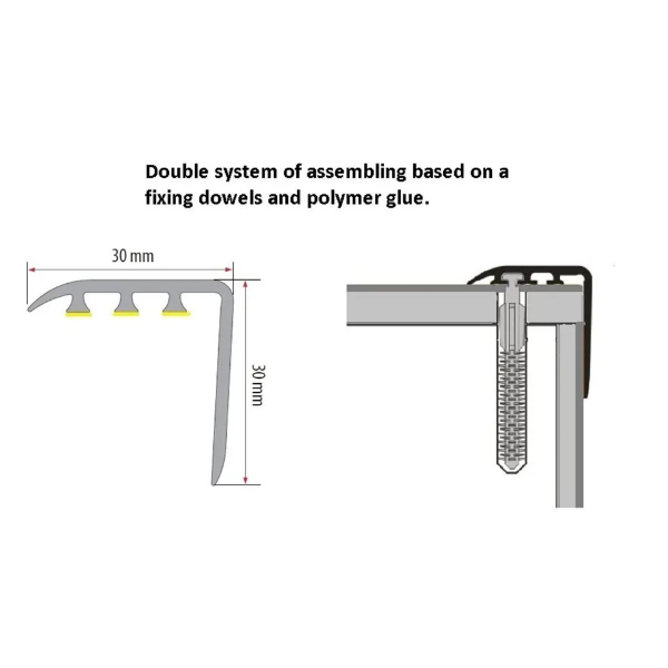 UPVC Wood Effect Stair Edging Nosing Trim - 30mm x 30mm 